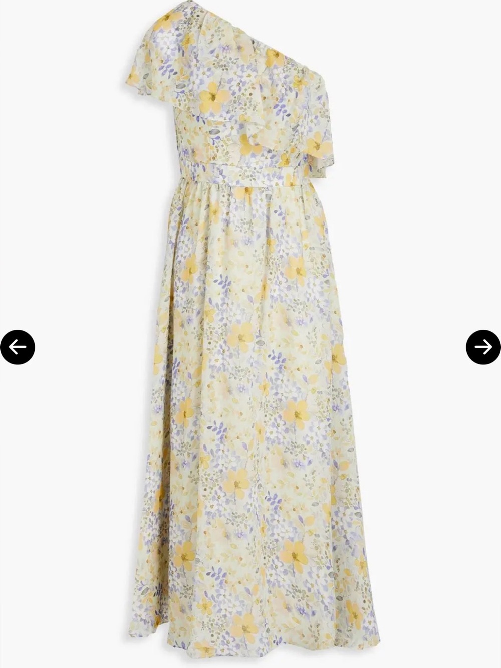 MIKAEL AGHAL 
One-Shoulder Floral-Print Chiffon Midi Dress - Light Green